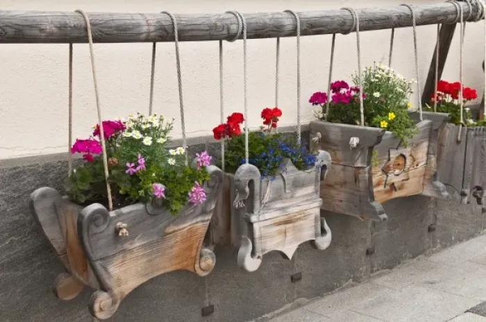 Framed Print : Pontresina, Switzerland. Wooden window flower boxes Framed Print : Pontresina, Switzerland. Wooden window flower boxes
