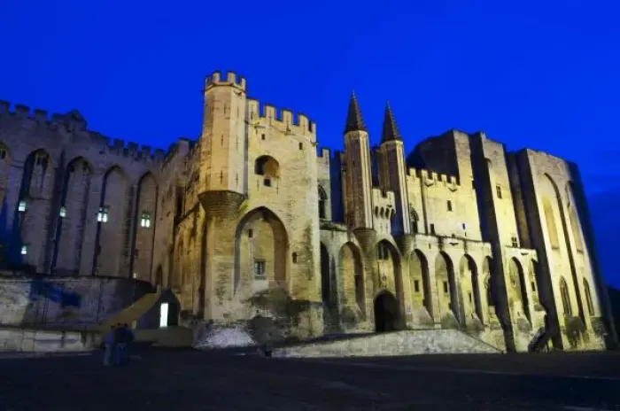 Framed Print : The Popes Palace in Avignon at sunset. Built in the 14th century to house