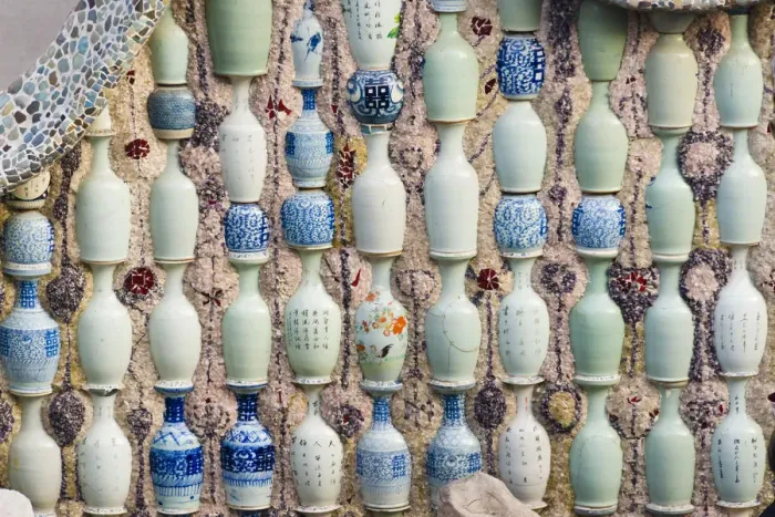 Framed Print : Porcelain House (also known as China House), with chinaware cemented and glued onto the building Framed Print : Porcelain House (also known as China House), with chinaware cemented and glued onto the building