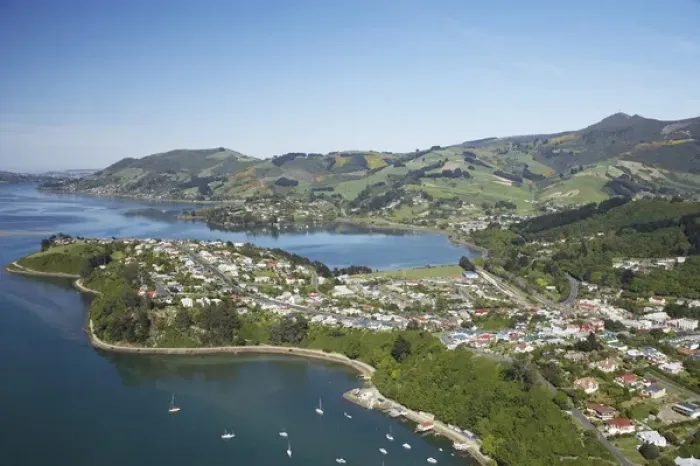 Framed Print : Port Chalmers, Otago Harbour, Dunedin, South Island, New Zealand - aerial Framed Print : Port Chalmers, Otago Harbour, Dunedin, South Island, New Zealand - aerial