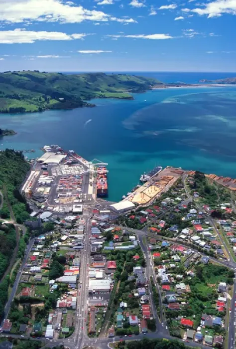 Framed Print : Port Chalmers and Otago Harbour, Dunedin - aerial Framed Print : Port Chalmers and Otago Harbour, Dunedin - aerial