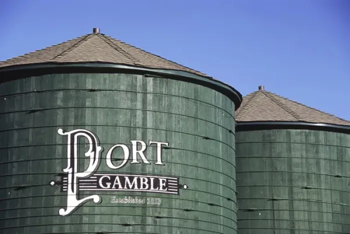 Framed Print : Port Gamble Water Towers, Port Gamble, Kitsap Peninsula, Washington, US, United States