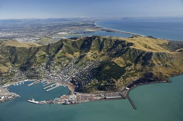 Port of Lyttelton, Lyttelton Harbour, Canterbury, South Island, New Zealand- aerial
