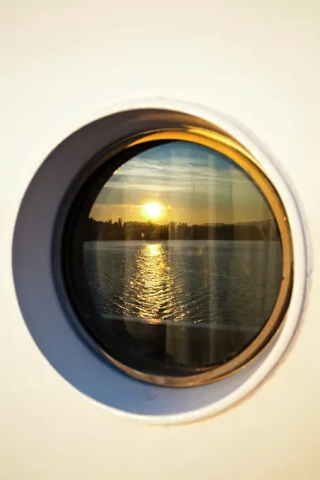 Framed Print : Porthole window views, Puget Sound ferries, Washington State, USA Framed Print : Porthole window views, Puget Sound ferries, Washington State, USA