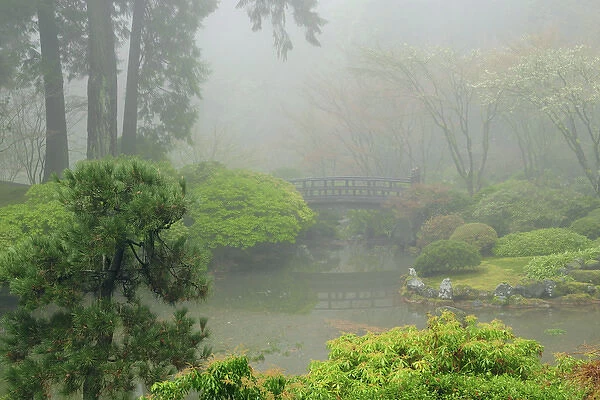 Portland Japanese Garden Fogged In: Portland, Oregon USA