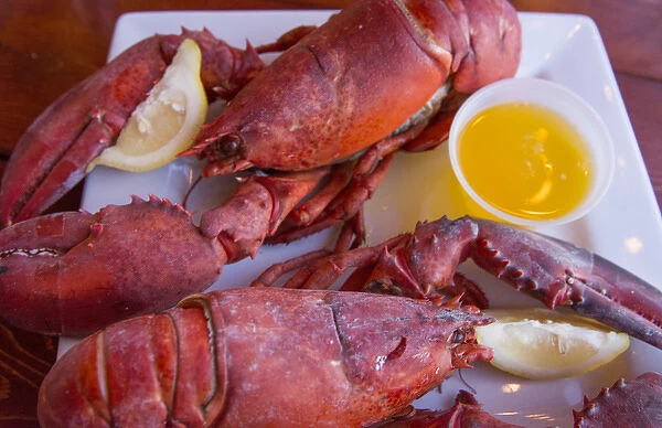 Portland Maine lobster dinner at famous Gilberts Chowder House restaurant specialty