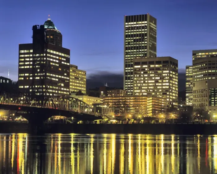 Framed Print : Portland Oregon skyline from across the Willamette River Framed Print : Portland Oregon skyline from across the Willamette River