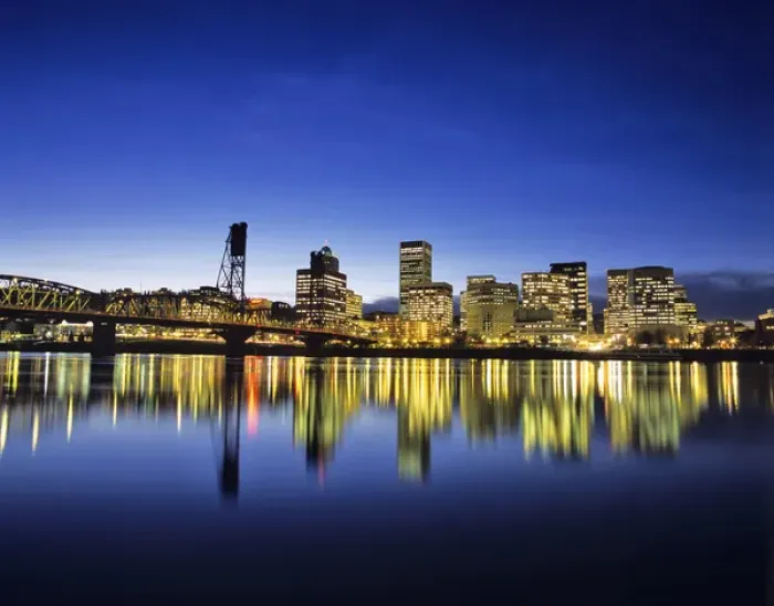 Framed Print : Portland Oregon skyline from across the Willamette River Framed Print : Portland Oregon skyline from across the Willamette River