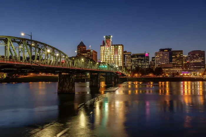 Framed Print : Portland skyline from the eastside of the Willamette River in Portland, Oregon, USA Framed Print : Portland skyline from the eastside of the Willamette River in Portland, Oregon, USA