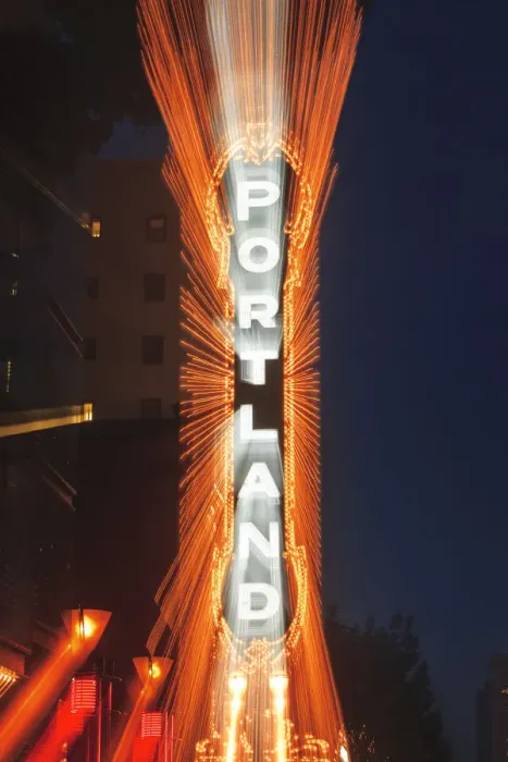Framed Print : Portland Theater. Historic section of Downtown Portland near Pioneer Square, Oregon, USA