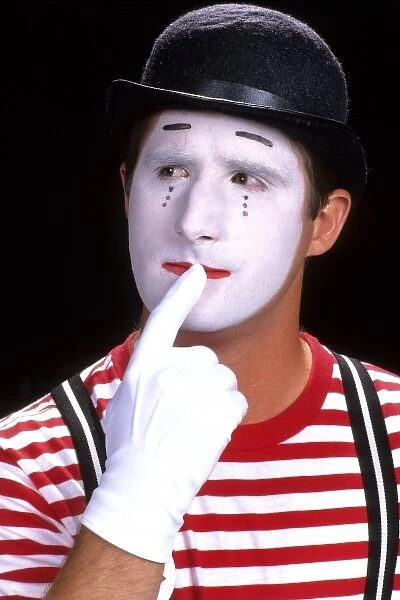 Portrait of a mime clown with makeup for a childrens show
