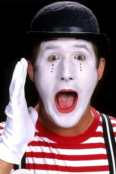 Portrait of a mime clown with makeup for a childrens show