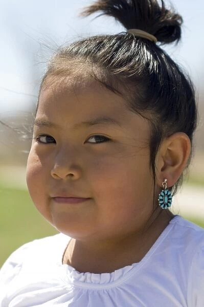 Portrait of a young Navajo Indian girl from Arizona, USA. (MR)