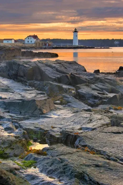 Framed Print : Portsmouth Harbor Light House as seen from New Castle Common in New Castle, New Hampshire