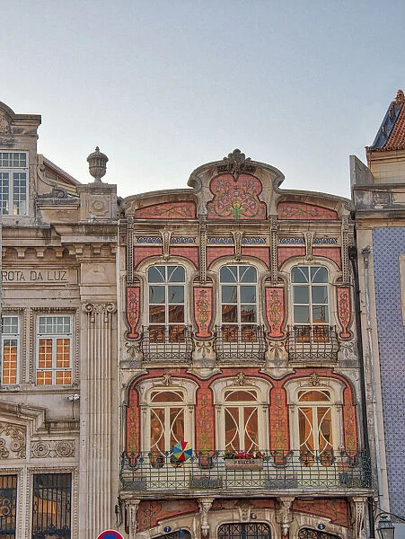 Portugal, Aveiro. Colorful building in the town