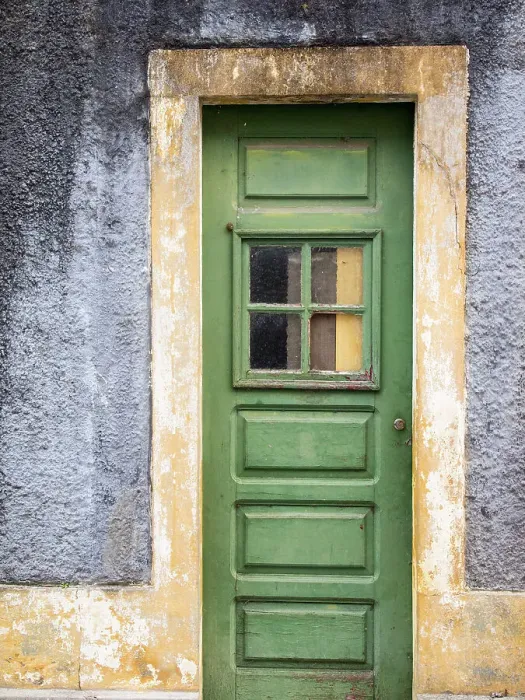 Framed Print : Portugal, Aveiro. Very old green wooden door along the streets Framed Print : Portugal, Aveiro. Very old green wooden door along the streets