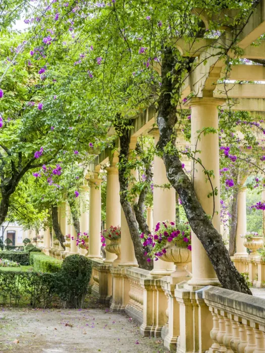 Framed Print : Portugal, Aveiro. Parque Dom Pedro Infante in Aveiro. Stone balustrade with pergola Framed Print : Portugal, Aveiro. Parque Dom Pedro Infante in Aveiro. Stone balustrade with pergola