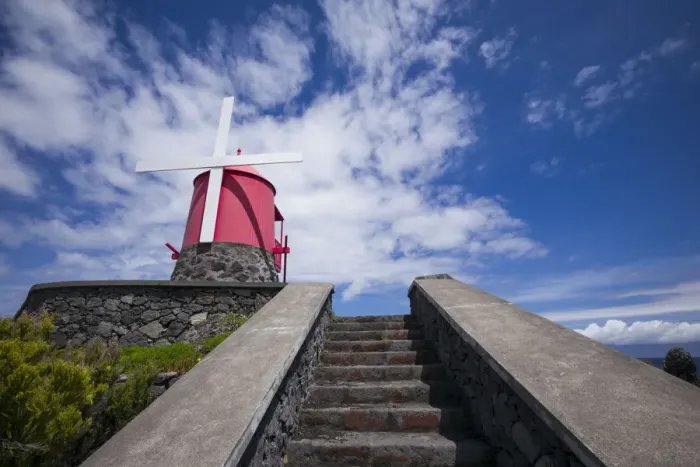 Framed Print : Portugal, Azores, Pico Island, Sao Roque do Pico. Traditional windmill Framed Print : Portugal, Azores, Pico Island, Sao Roque do Pico. Traditional windmill