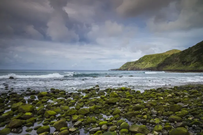 Framed Print : Portugal, Azores, Santa Maria Island, Praia. Praia Formosa beach