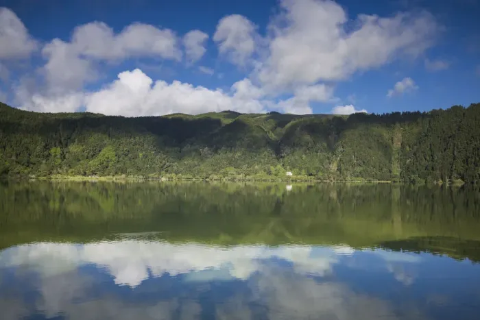 Framed Print : Portugal, Azores, Sao Miguel Island, Furnas. Lago das Furnas Lake