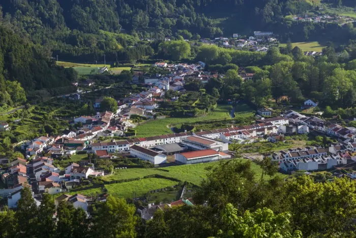 Framed Print : Portugal, Azores, Sao Miguel Island, Furnas. Elevated town view Framed Print : Portugal, Azores, Sao Miguel Island, Furnas. Elevated town view