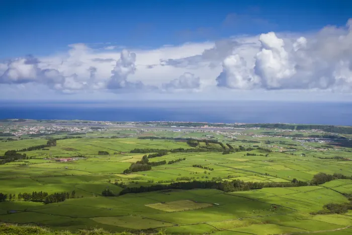 Framed Print : Portugal, Azores, Terceira Island, Serra do Cume towards Praia da Vitoria Framed Print : Portugal, Azores, Terceira Island, Serra do Cume towards Praia da Vitoria