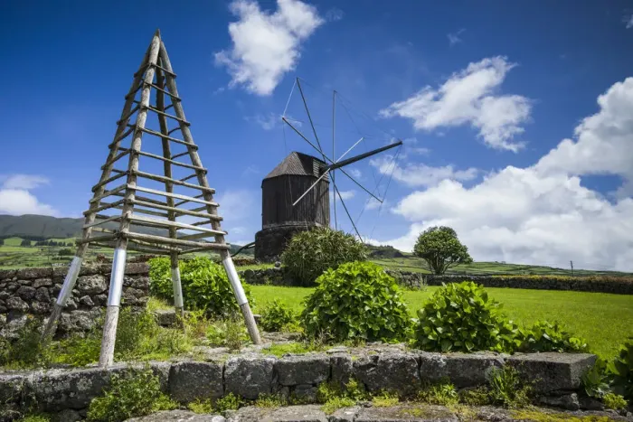 Framed Print : Portugal, Azores, Terceira Island, Doze Ribeiras. Traditional Azorean windmill Framed Print : Portugal, Azores, Terceira Island, Doze Ribeiras. Traditional Azorean windmill