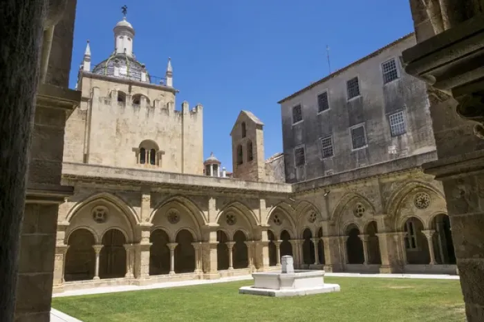 Framed Print : Portugal, Coimbra. Old Cathedral cloister. Archways, walking paths, courtyard Framed Print : Portugal, Coimbra. Old Cathedral cloister. Archways, walking paths, courtyard