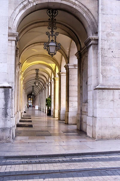 Portugal, Lisbon. Arched passsageway near Rua Augusta Arch