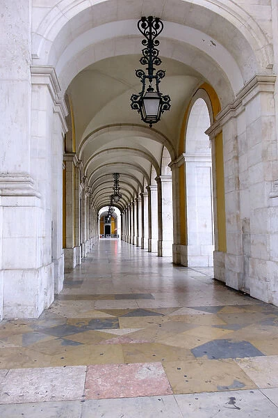 Portugal, Lisbon. Arched pssageway near Rua Augusta Arch
