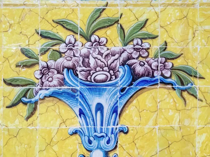 Framed Print : Portugal, Lisbon. Colorful azulejos, Portuguese tiles on the walls inside the Jeronimos monastery