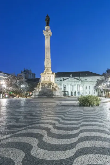 Framed Print : Portugal, Lisbon, Rossio Square at Dawn also known as Pedro IV Square ( Praca de D Framed Print : Portugal, Lisbon, Rossio Square at Dawn also known as Pedro IV Square ( Praca de D