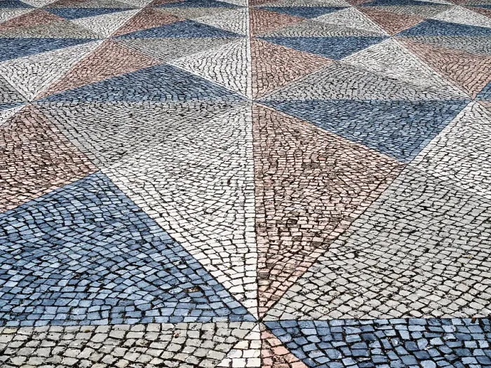 Framed Print : Portugal, Lisbon. Typical Portuguese colorful cobblestone pavement Framed Print : Portugal, Lisbon. Typical Portuguese colorful cobblestone pavement