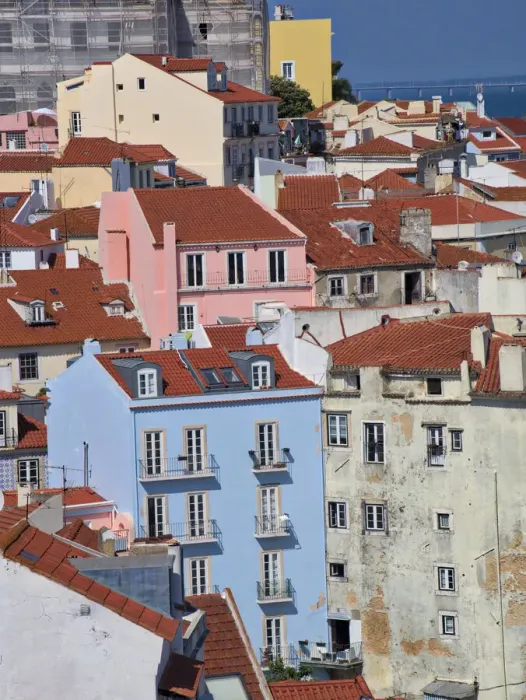 Framed Print : Portugal, Lisbon, view of the colorful homes in the oldest district of the Alfama Framed Print : Portugal, Lisbon, view of the colorful homes in the oldest district of the Alfama