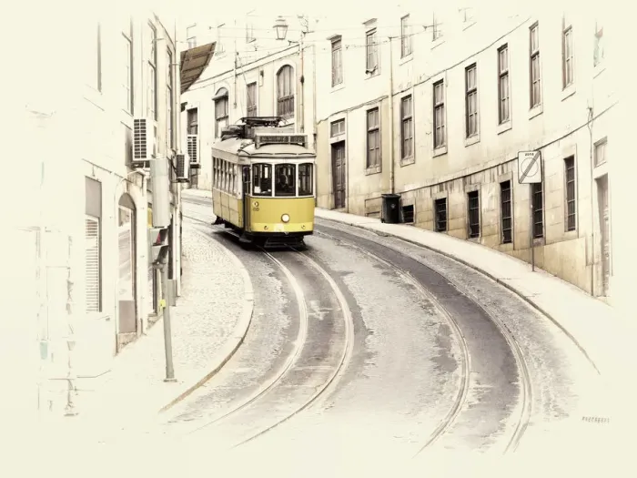 Framed Print : Portugal, Lisbon. View of yellow tramway Framed Print : Portugal, Lisbon. View of yellow tramway
