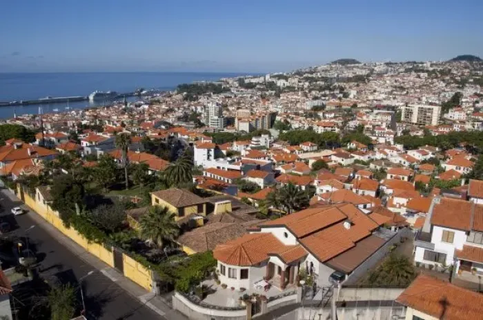 Framed Print : Portugal, Madeira Island, Funchal. Cable car ride from Funchal to Monte. Typical