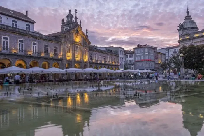 Framed Print : Portugal, Minho Province, Braga. Urban area extends from the Cavado River to the Este River Framed Print : Portugal, Minho Province, Braga. Urban area extends from the Cavado River to the Este River