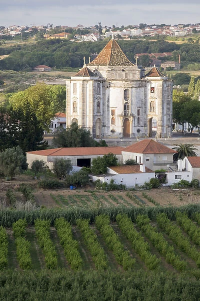 Portugal, Obidos, Iglesia Senhor Jesus da Pedra sanctuary. Overview from hillside