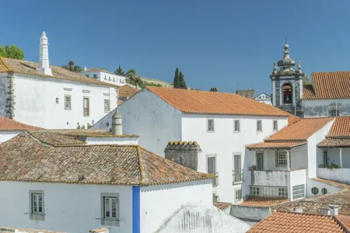 Framed Print : Portugal, Obidos, Looking Down on the Historic Center from the City Wall Framed Print : Portugal, Obidos, Looking Down on the Historic Center from the City Wall