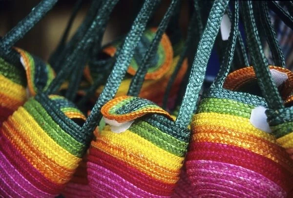 Portugal: Palmela, colorful purses for sale