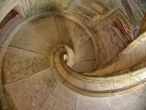 Portugal, Tomar. Stairway in the Royal Cloister of the Convent of Christ in Tomar