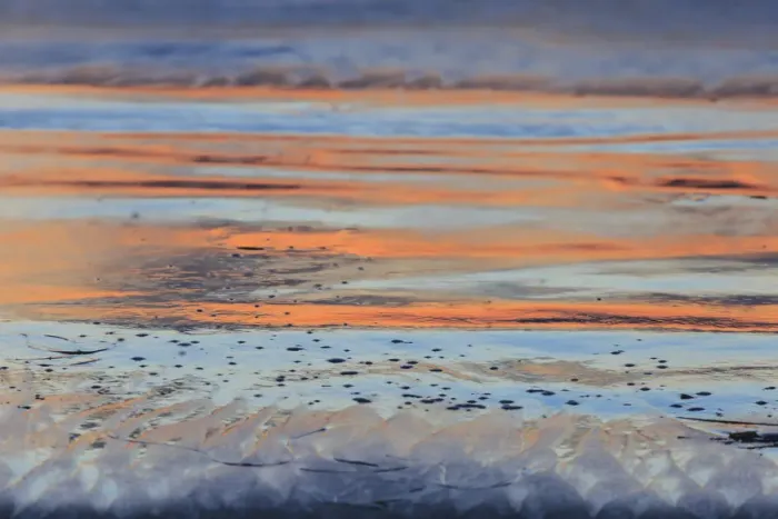Framed Print : post sunset sunset reflections on Pacific Beach near pier, San Diego, CA, USA