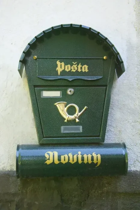 Framed Print : Postal box in Karlstejn, Central Bohemia, Czech Republic