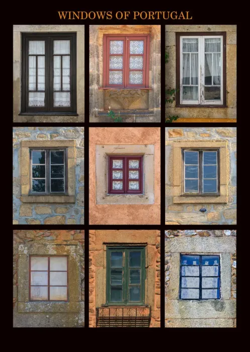 Framed Print : This poster captures interesting windows found throughout Portugal Framed Print : This poster captures interesting windows found throughout Portugal