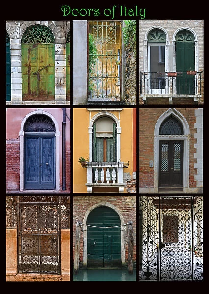 A poster featuring doors found throughout northern Italy