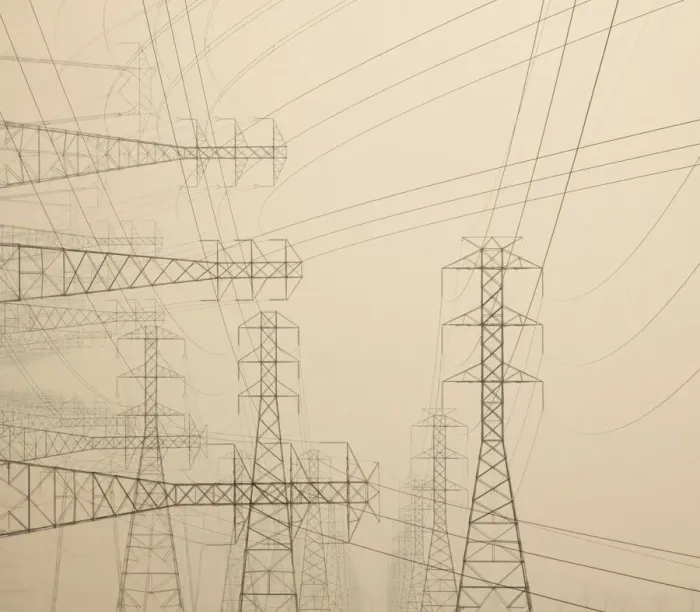 Framed Print : Power lines and towers abstract Framed Print : Power lines and towers abstract