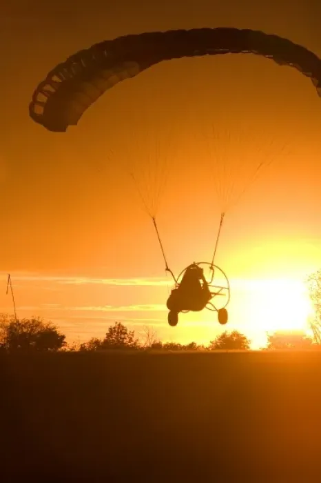 Framed Print : Powered parachute flying at sunset in Eation County, Michigan Framed Print : Powered parachute flying at sunset in Eation County, Michigan