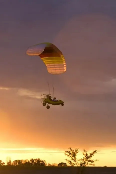 Framed Print : Powered parachute flying at sunset in Eaton County, Michigan Framed Print : Powered parachute flying at sunset in Eaton County, Michigan