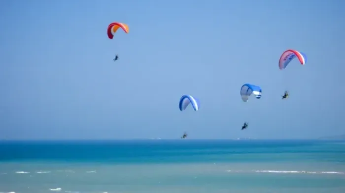 Framed Print : Four powered paragliders flying above the Black Sea in Istanbul, aerial, view, Turkey Framed Print : Four powered paragliders flying above the Black Sea in Istanbul, aerial, view, Turkey