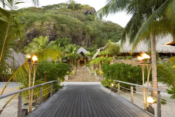 Framed Print : PR Bora Bora Nui Resort entrance to main lodge